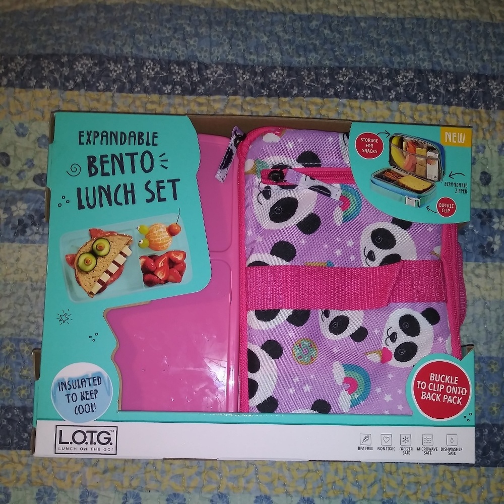 Expandable Pink Panda Bento Lunch Set